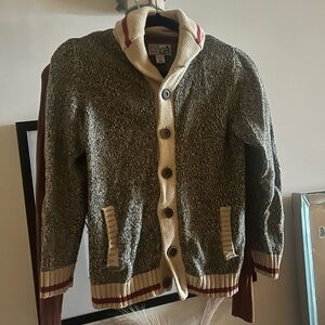 Grey Sweater with Red and White Trim - Boys XL / fits Small woman